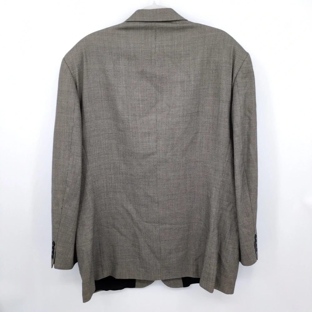 Oscar de la‎ Renta Men's 100% Wool Grey Herringbone 2-Button Blazer Jacket 48L